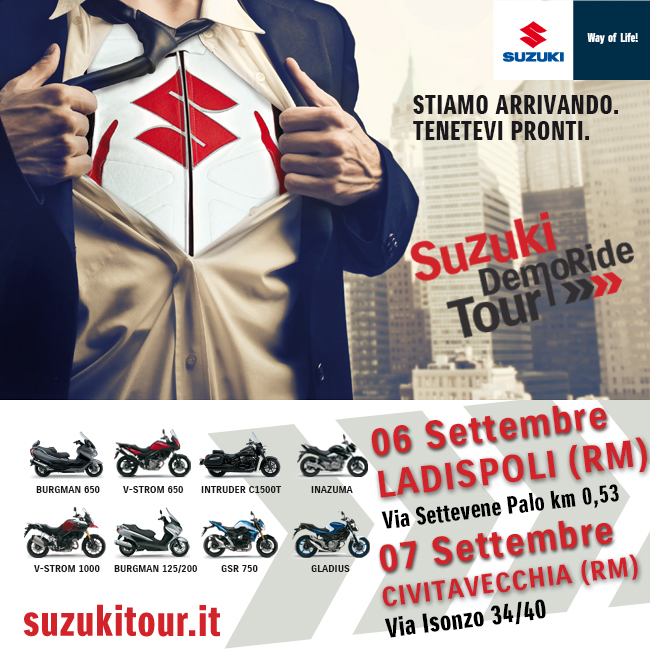  Ripartono i Suzuki DemoRide Tour 2014 il  6 e 7 settembre in provincia di Roma