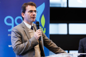 Iveco Brand President Pierre Lahutte speaks at the Gas Naturally event held at EU Parliament in Strasbourg