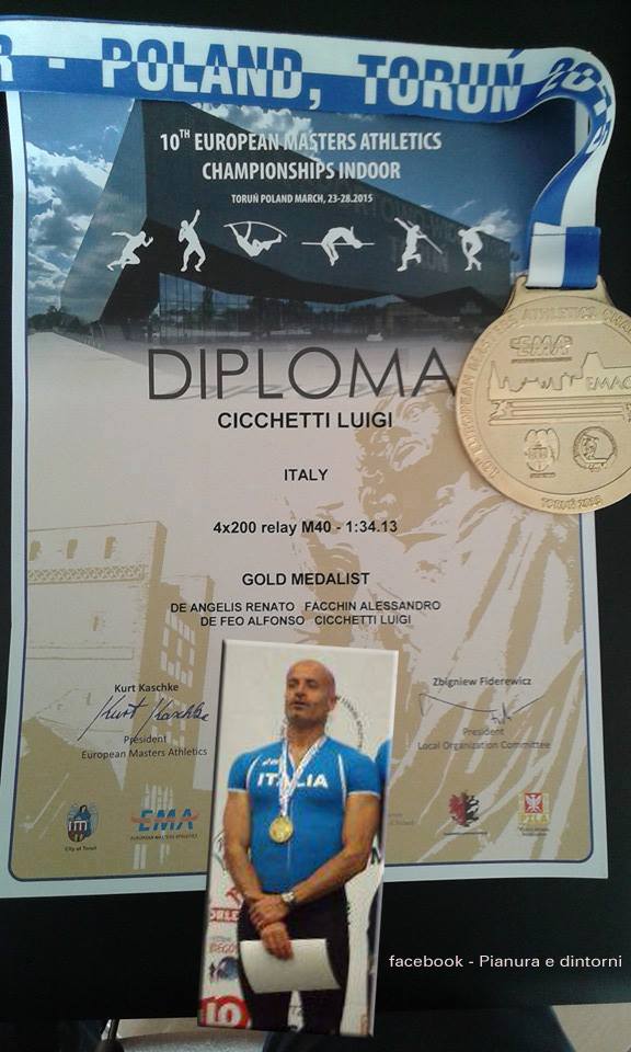  Pianura, in Polonia Luigi Cicchetti vince la  staffetta 4×200 agli Europei Master indoor