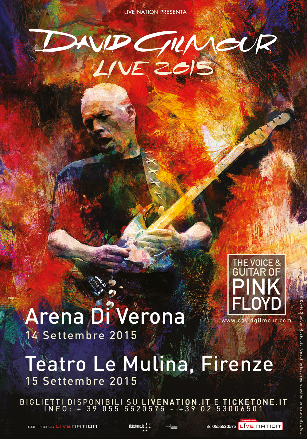  Il tour di David Gilmour dei Pink Floyd in UK ed Europa a Settembre 2015