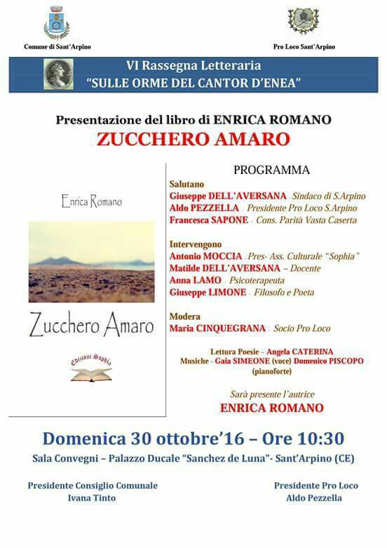  Enrica Romano presenta il suo terzo libro “Zucchero Amaro” al Palazzo Ducale “Sanchez de Luna” di Sant’Arpino