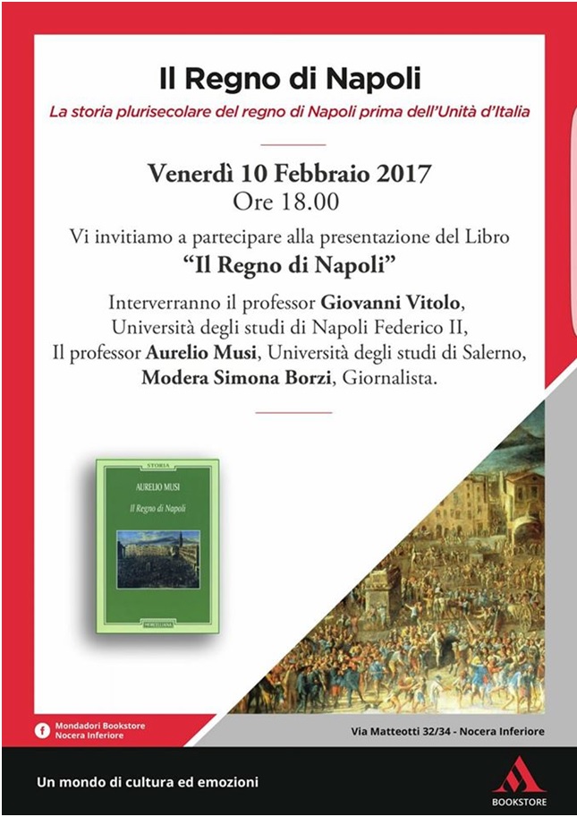  Aurelio Musi presenta venerdì a Nocera Inferiore il suo nuovo volume sulla storia del Regno di Napoli