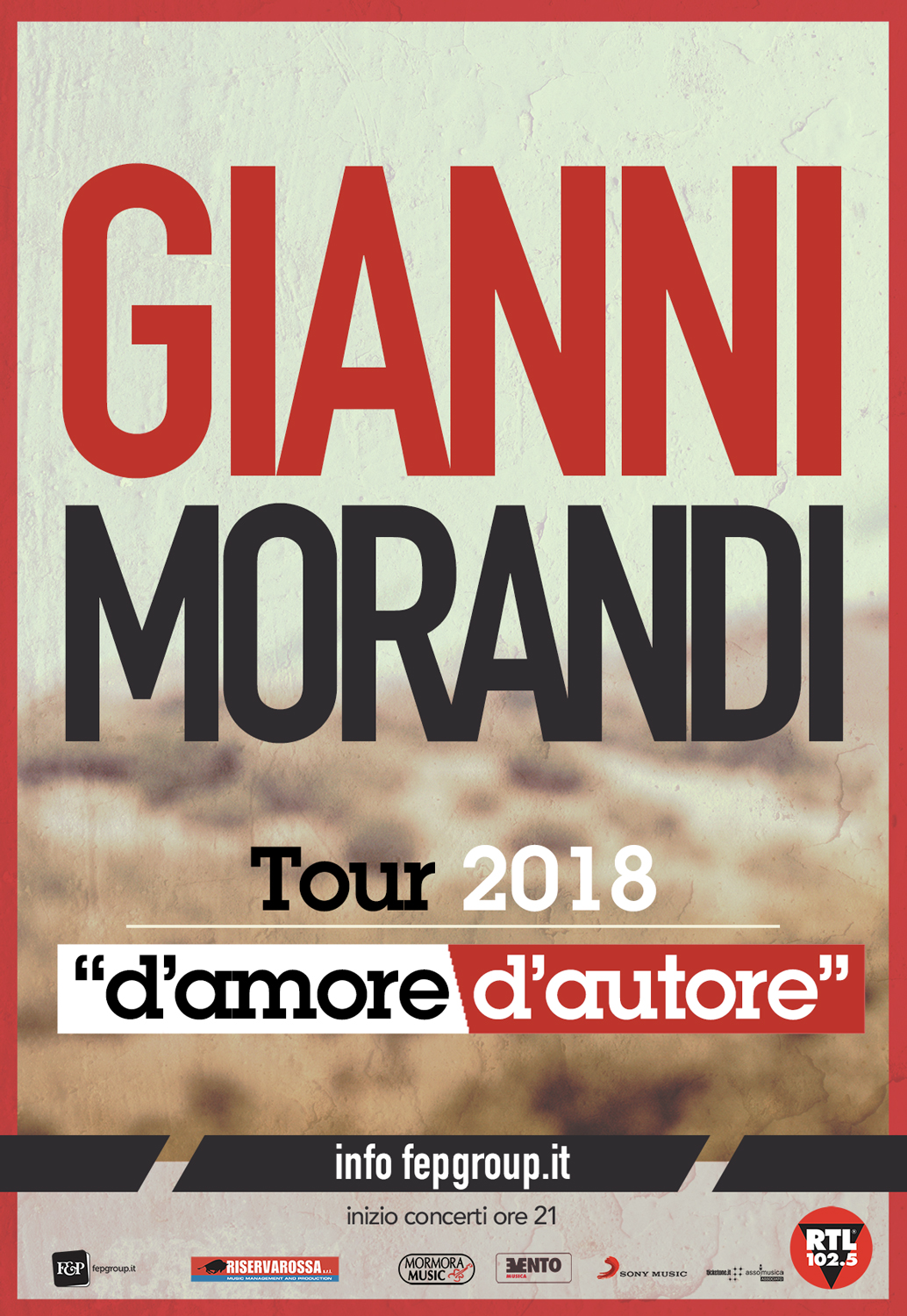  Gianni Morandi Tour 2018 “d’amore d’autore”, tre nuove date in programma