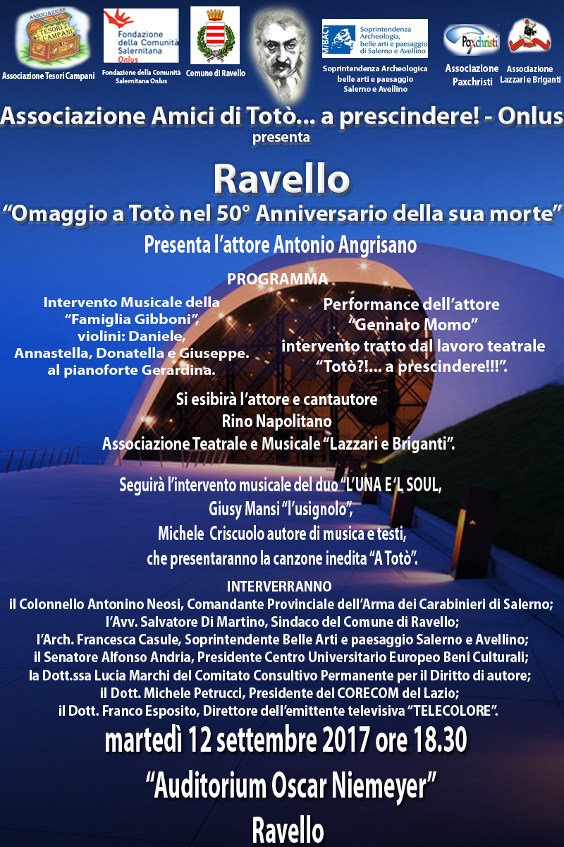  Ravello,  all’Auditorium Niemeyer omaggio a Totò