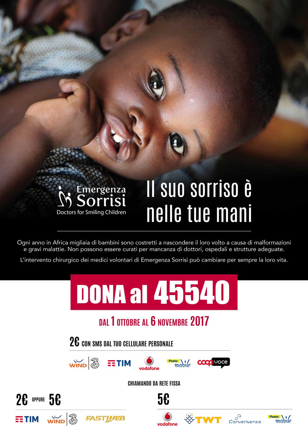  “Emergenza Sorrisi” lancia la campagna “Doniamo un Sorriso”: dal 1 Ottobre al 6 Novembre