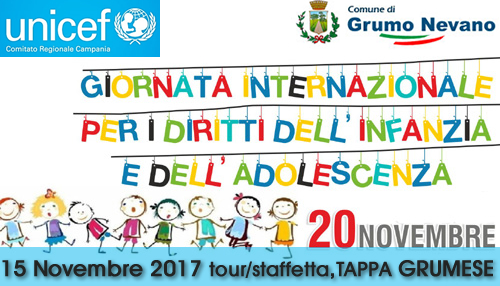  A Grumo Nevano il Tour staffetta sui diritti propedeutico alla Giornata Universale dell’Infanzia 20 novembre 2017