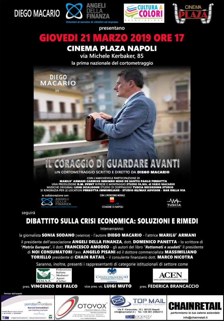  Crisi economica e imprenditoriale, il corto di Diego Macario giovedi 24 marzo al Cinema Plaza di Napoli